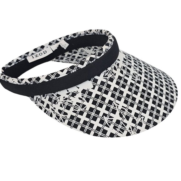 Ladies Golf Tennis Sun Visor Hat Black White Geometric Floral Athleisure IZOD OS - Picture 1 of 11